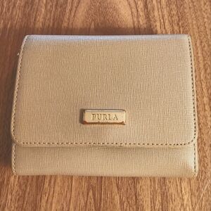 Furla Beige Saffiano Classic Medium Trifold Wallet w/ Dust Bag-Very clean EUC